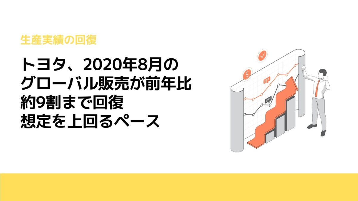 トヨタ、2020年8月のグローバル販売が前年比約9割まで回復　想定を上回るペース