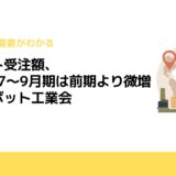 ロボット受注額、2020年7～9月期は前期より微増　日本ロボット工業会